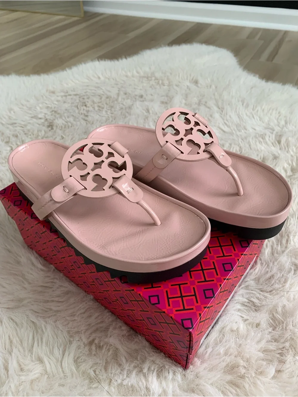 Tory Burch Blush Pink Miller Cloud Lug Sandals
